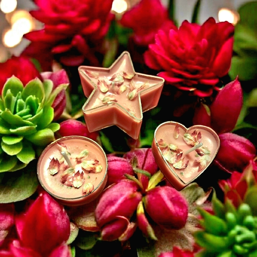 Hand crafted, Wicked Worthy Wax, always blooming tealights